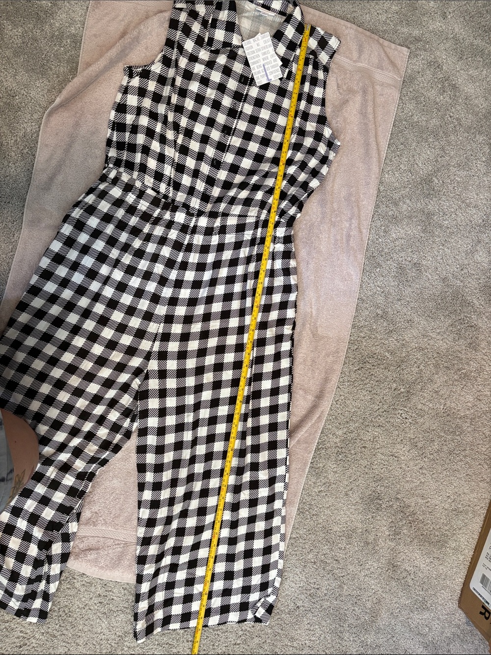 NWT LuLaRoe Black and White Kathy Gingham Sleeveless Jumpsuit - Size L - Picture 4 of 7